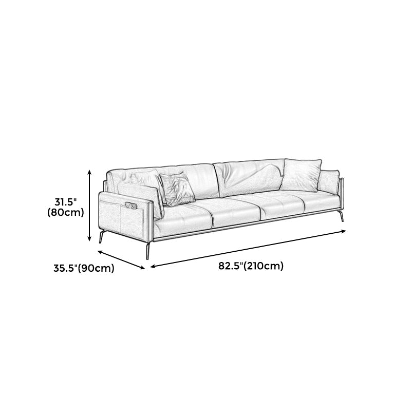 Black Industrial Sofa with Bolster Pillows 31.5"High Square Arm Sofa Clearhalo 'furn' 'furn_sofas' 'Furniture' 'furniture_sofas' 'kitchen' 'kitchen_sofas' 'Living Room Furniture' 'Sofa' 'sofas' 4592200