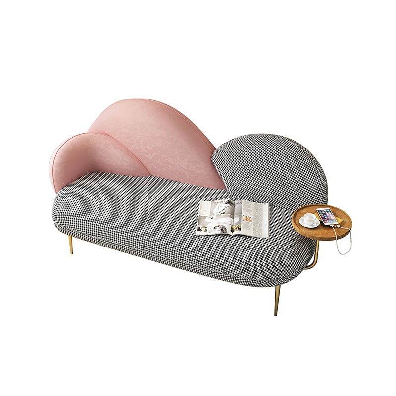 59" W x 29" D x 23" H Cotton Armless Modern with Tight Back for Living Room, Bonus Room Pink Clearhalo 'furn' 'furn_sofas' 'Furniture' 'furniture_sofas' 'kitchen' 'kitchen_sofas' 'Living Room Furniture' 'Sofa' 'sofas' 4592210