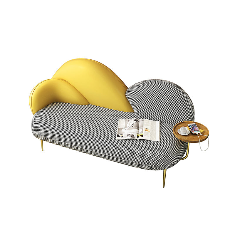 59" W x 29" D x 23" H Cotton Armless Modern with Tight Back for Living Room, Bonus Room Yellow Clearhalo 'furn' 'furn_sofas' 'Furniture' 'furniture_sofas' 'kitchen' 'kitchen_sofas' 'Living Room Furniture' 'Sofa' 'sofas' 4592211
