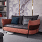 Ultra-Modern Faux Leather Square Arm Sofa with Loose Back Stain Resistant Standard Sofa 82.5"L x 39.5"W x 33.5"H Orange Clearhalo 'furn' 'furn_sofas' 'Furniture' 'furniture_sofas' 'kitchen' 'kitchen_sofas' 'Living Room Furniture' 'Sofa' 'sofas' 4592218