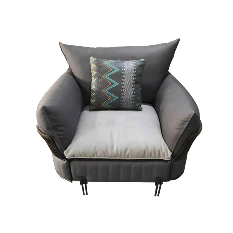 Ultra-Modern Faux Leather Square Arm Sofa with Loose Back Stain Resistant Standard Sofa 45"L x 39.5"W x 33.5"H Grey Clearhalo 'furn' 'furn_sofas' 'Furniture' 'furniture_sofas' 'kitchen' 'kitchen_sofas' 'Living Room Furniture' 'Sofa' 'sofas' 4592219