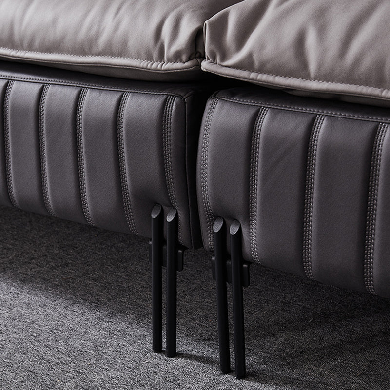 Ultra-Modern Faux Leather Square Arm Sofa with Loose Back Stain Resistant Standard Sofa Clearhalo 'furn' 'furn_sofas' 'Furniture' 'furniture_sofas' 'kitchen' 'kitchen_sofas' 'Living Room Furniture' 'Sofa' 'sofas' 4592220