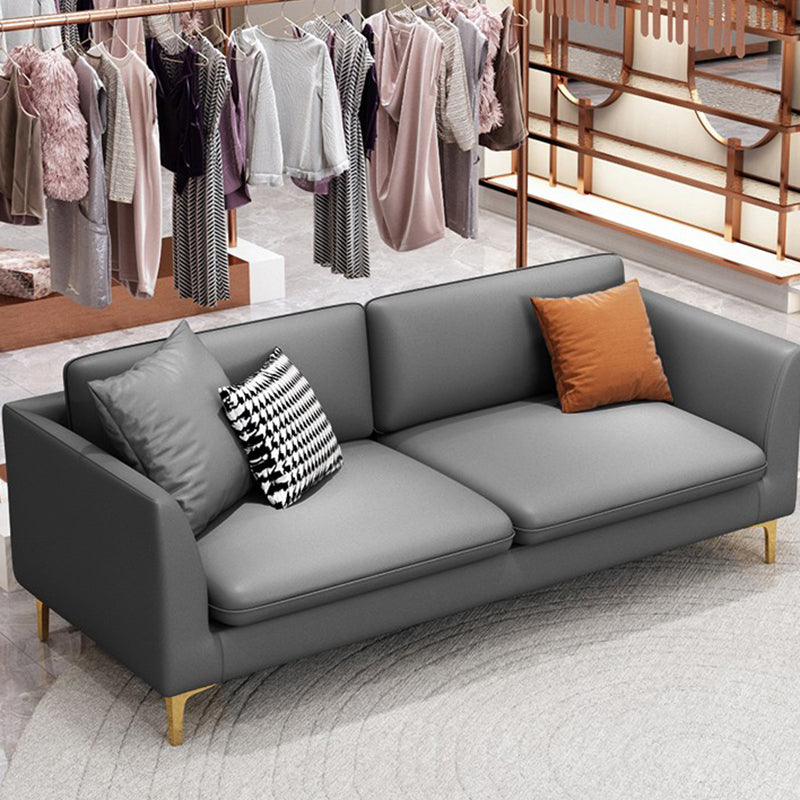 Gold Modern Fabric Sofa with Bolster Pillows 29.53"High Square Arm Sofa Clearhalo 'furn' 'furn_sofas' 'Furniture' 'furniture_sofas' 'kitchen' 'kitchen_sofas' 'Living Room Furniture' 'Sofa' 'sofas' 4592230