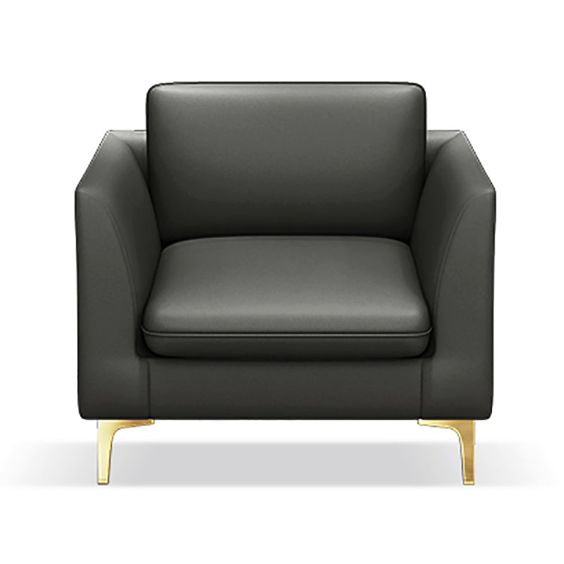 Gold Modern Fabric Sofa with Bolster Pillows 29.53"High Square Arm Sofa 31.5"L x 29.5"W x 29.5"H Dark Gray Clearhalo 'furn' 'furn_sofas' 'Furniture' 'furniture_sofas' 'kitchen' 'kitchen_sofas' 'Living Room Furniture' 'Sofa' 'sofas' 4592231