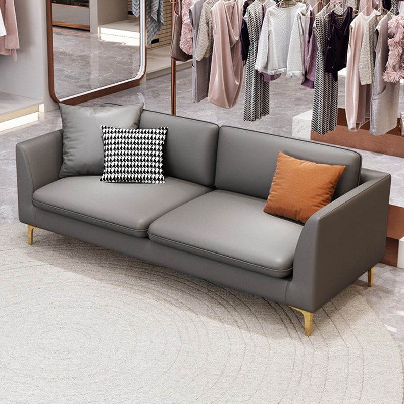 Gold Modern Fabric Sofa with Bolster Pillows 29.53"High Square Arm Sofa 53.1"L x 29.5"W x 29.5"H Light Gray Clearhalo 'furn' 'furn_sofas' 'Furniture' 'furniture_sofas' 'kitchen' 'kitchen_sofas' 'Living Room Furniture' 'Sofa' 'sofas' 4592232