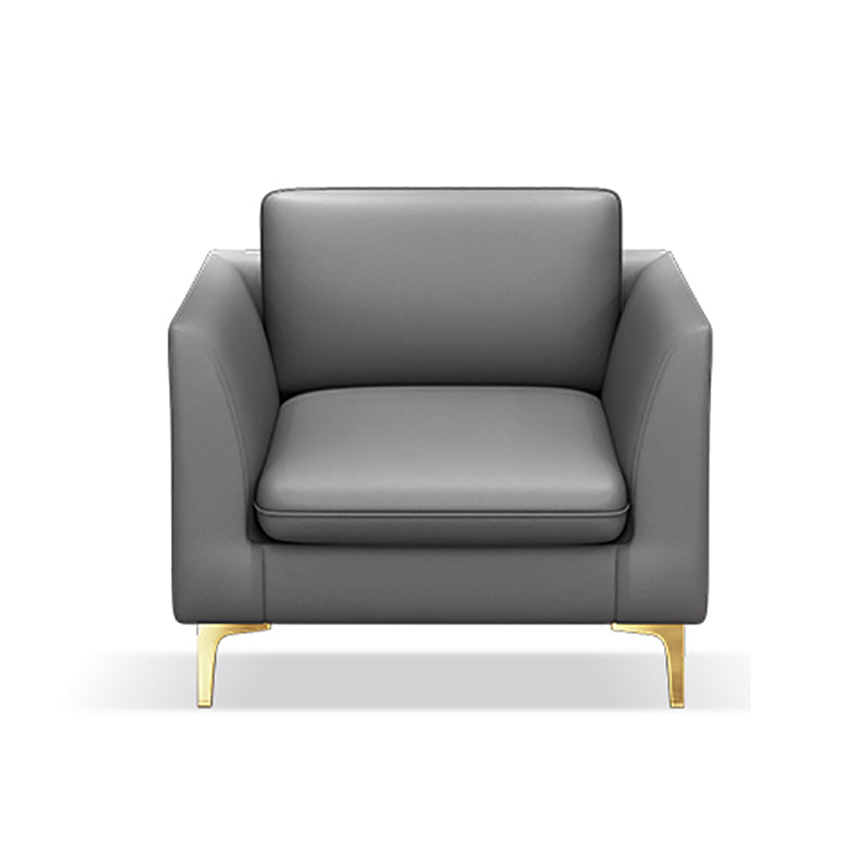 Gold Modern Fabric Sofa with Bolster Pillows 29.53"High Square Arm Sofa 31.5"L x 29.5"W x 29.5"H Light Gray Clearhalo 'furn' 'furn_sofas' 'Furniture' 'furniture_sofas' 'kitchen' 'kitchen_sofas' 'Living Room Furniture' 'Sofa' 'sofas' 4592236