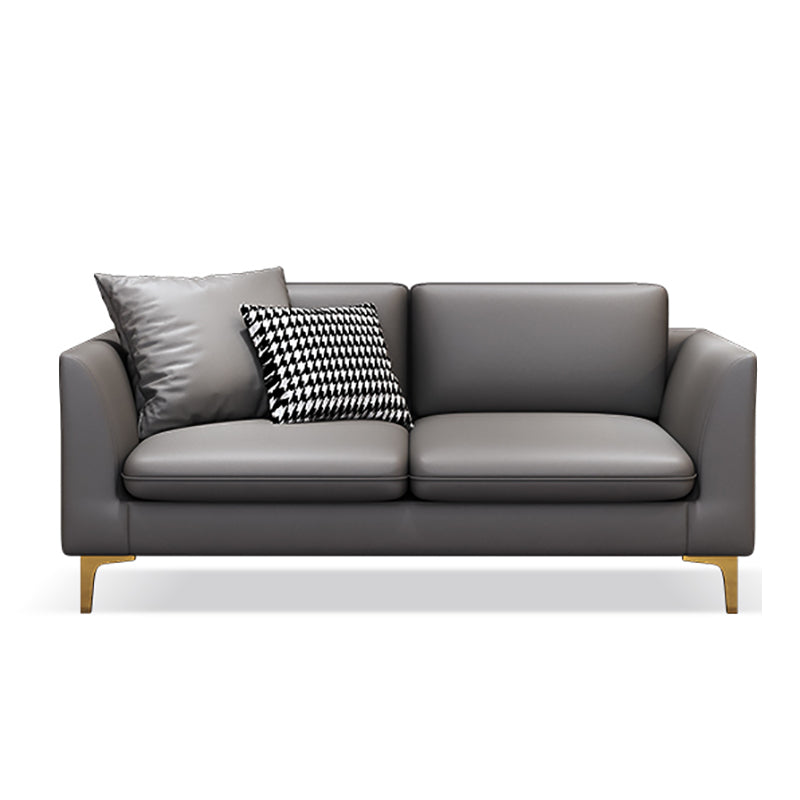 Gold Modern Fabric Sofa with Bolster Pillows 29.53"High Square Arm Sofa Clearhalo 'furn' 'furn_sofas' 'Furniture' 'furniture_sofas' 'kitchen' 'kitchen_sofas' 'Living Room Furniture' 'Sofa' 'sofas' 4592239