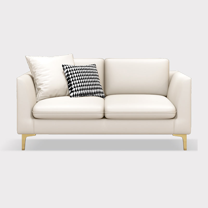 Gold Modern Fabric Sofa with Bolster Pillows 29.53"High Square Arm Sofa Clearhalo 'furn' 'furn_sofas' 'Furniture' 'furniture_sofas' 'kitchen' 'kitchen_sofas' 'Living Room Furniture' 'Sofa' 'sofas' 4592241