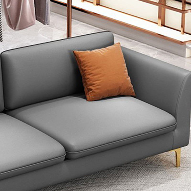 Gold Modern Fabric Sofa with Bolster Pillows 29.53"High Square Arm Sofa Clearhalo 'furn' 'furn_sofas' 'Furniture' 'furniture_sofas' 'kitchen' 'kitchen_sofas' 'Living Room Furniture' 'Sofa' 'sofas' 4592246