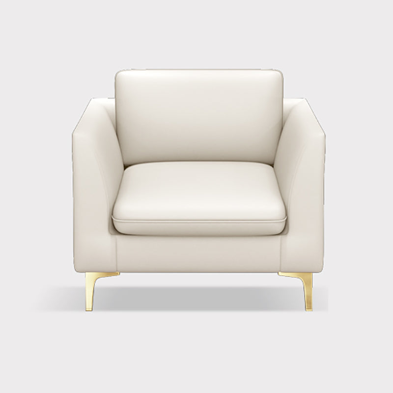 Gold Modern Fabric Sofa with Bolster Pillows 29.53"High Square Arm Sofa 31.5"L x 29.5"W x 29.5"H Off-White Clearhalo 'furn' 'furn_sofas' 'Furniture' 'furniture_sofas' 'kitchen' 'kitchen_sofas' 'Living Room Furniture' 'Sofa' 'sofas' 4592247