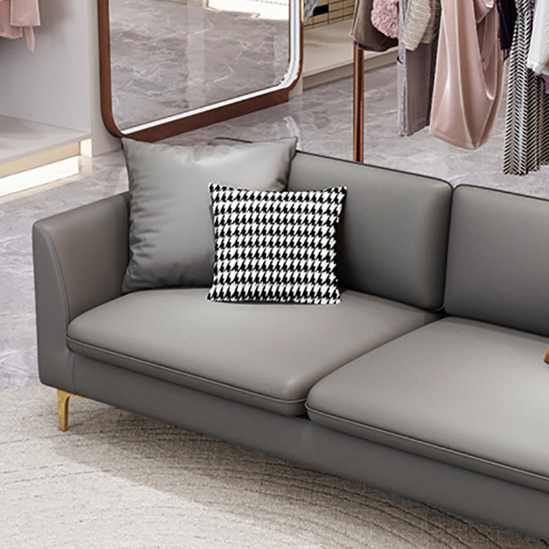 Gold Modern Fabric Sofa with Bolster Pillows 29.53"High Square Arm Sofa Clearhalo 'furn' 'furn_sofas' 'Furniture' 'furniture_sofas' 'kitchen' 'kitchen_sofas' 'Living Room Furniture' 'Sofa' 'sofas' 4592248