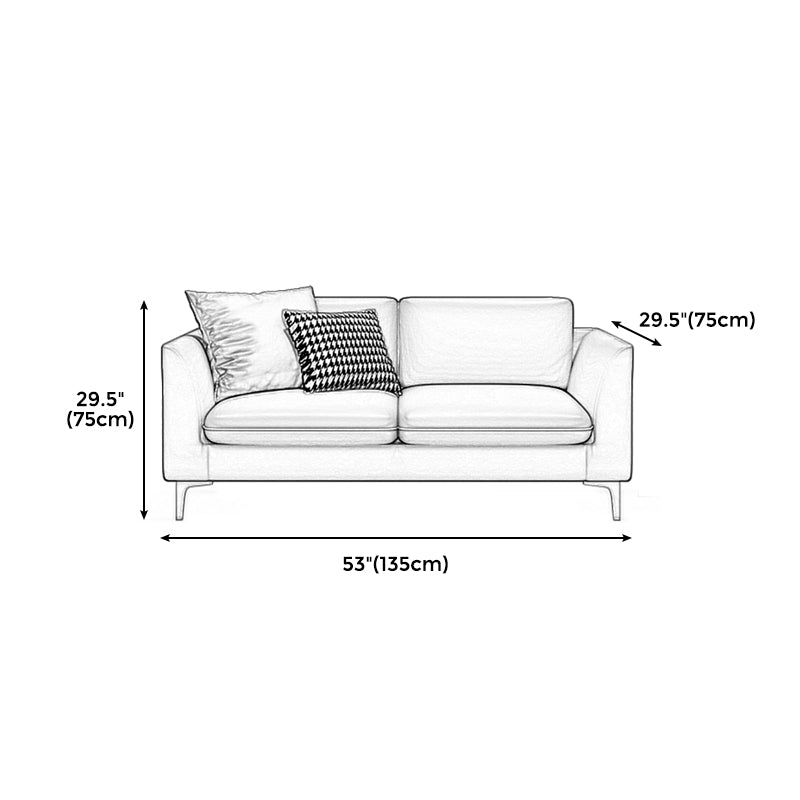 Gold Modern Fabric Sofa with Bolster Pillows 29.53"High Square Arm Sofa Clearhalo 'furn' 'furn_sofas' 'Furniture' 'furniture_sofas' 'kitchen' 'kitchen_sofas' 'Living Room Furniture' 'Sofa' 'sofas' 4592256