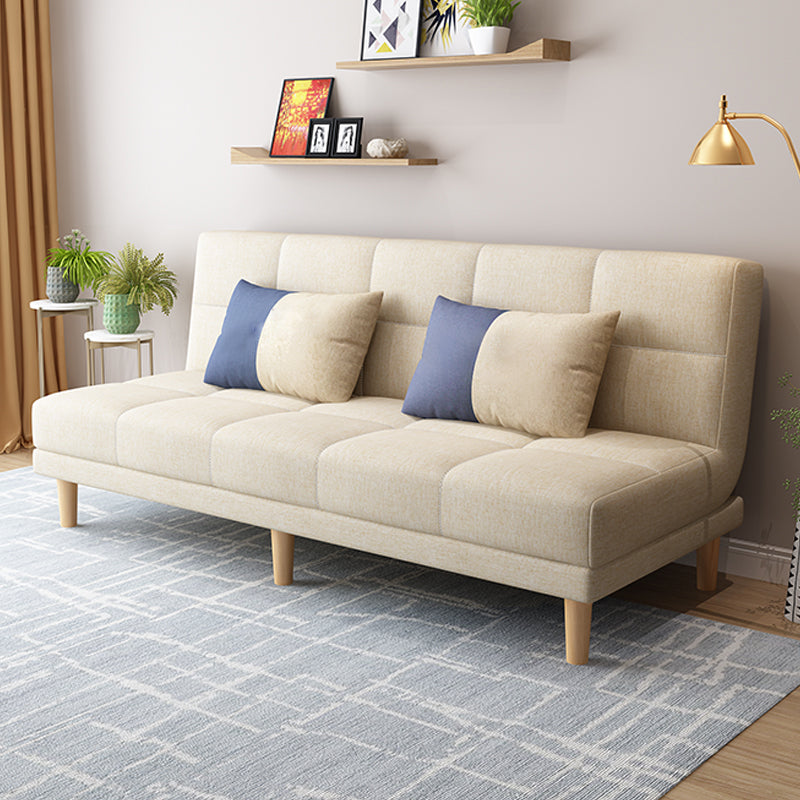 30.31" H Linen Armless Sofa with Biscuit Back Foldable Convertible Sofa Beige Linen Blend Clearhalo 'furn' 'furn_sofas' 'Furniture' 'furniture_sofas' 'kitchen' 'kitchen_sofas' 'Living Room Furniture' 'Sofa' 'sofas' 4592259