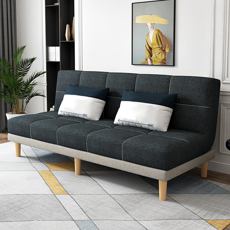 30.31" H Linen Armless Sofa with Biscuit Back Foldable Convertible Sofa White-Gray Linen Blend Clearhalo 'furn' 'furn_sofas' 'Furniture' 'furniture_sofas' 'kitchen' 'kitchen_sofas' 'Living Room Furniture' 'Sofa' 'sofas' 4592263