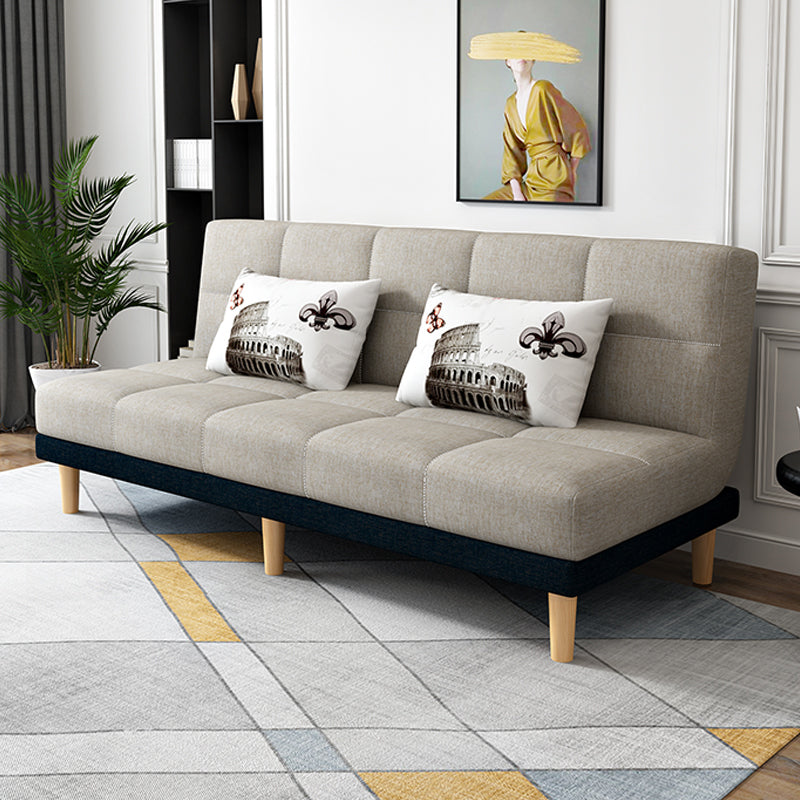 30.31" H Linen Armless Sofa with Biscuit Back Foldable Convertible Sofa Blue-Gray Linen Blend Clearhalo 'furn' 'furn_sofas' 'Furniture' 'furniture_sofas' 'kitchen' 'kitchen_sofas' 'Living Room Furniture' 'Sofa' 'sofas' 4592276