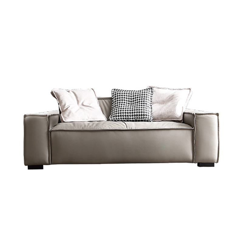 25.59" H Square Arm Modern Sofa with Tight Back Brown Sofa for Living Room 43.5"L x 37.5"W x 25.5"H Clearhalo 'furn' 'furn_sofas' 'Furniture' 'furniture_sofas' 'kitchen' 'kitchen_sofas' 'Living Room Furniture' 'Sofa' 'sofas' 4592287