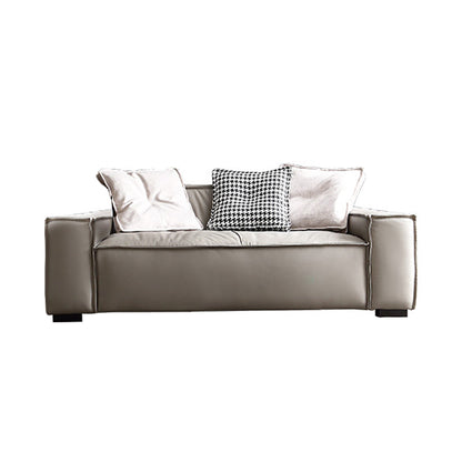 25.59" H Square Arm Modern Sofa with Tight Back Brown Sofa for Living Room 43.5"L x 37.5"W x 25.5"H Clearhalo 'furn' 'furn_sofas' 'Furniture' 'furniture_sofas' 'kitchen' 'kitchen_sofas' 'Living Room Furniture' 'Sofa' 'sofas' 4592287