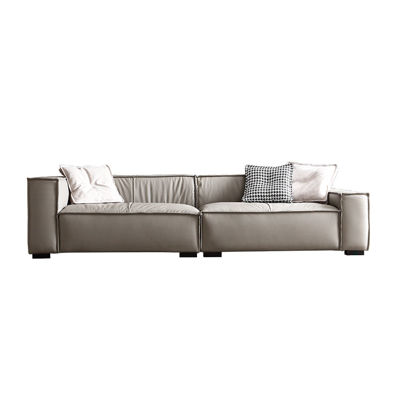 25.59" H Square Arm Modern Sofa with Tight Back Brown Sofa for Living Room 110"L x 37.5"W x 25.5"H Clearhalo 'furn' 'furn_sofas' 'Furniture' 'furniture_sofas' 'kitchen' 'kitchen_sofas' 'Living Room Furniture' 'Sofa' 'sofas' 4592290