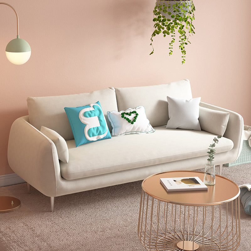 Modern Standard Cushions Sofa 25.5"W Square Arm Sofa with Bolster Pillows for Living Room 55"L x 35.5"W x 31.5"H Off-White Clearhalo 'furn' 'furn_sofas' 'Furniture' 'furniture_sofas' 'kitchen' 'kitchen_sofas' 'Living Room Furniture' 'Sofa' 'sofas' 4592336