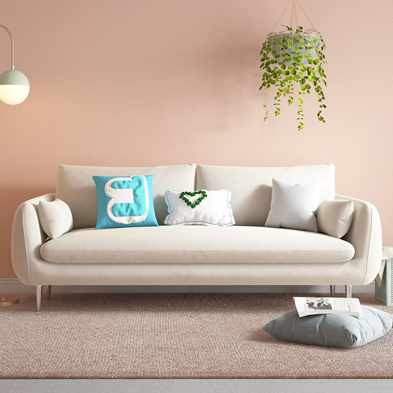 Modern Standard Cushions Sofa 25.5"W Square Arm Sofa with Bolster Pillows for Living Room 71"L x 35.5"W x 31.5"H Off-White Clearhalo 'furn' 'furn_sofas' 'Furniture' 'furniture_sofas' 'kitchen' 'kitchen_sofas' 'Living Room Furniture' 'Sofa' 'sofas' 4592338