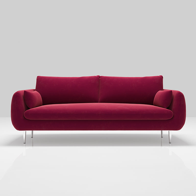 Modern Standard Cushions Sofa 25.5"W Square Arm Sofa with Bolster Pillows for Living Room Red Clearhalo 'furn' 'furn_sofas' 'Furniture' 'furniture_sofas' 'kitchen' 'kitchen_sofas' 'Living Room Furniture' 'Sofa' 'sofas' 4592339