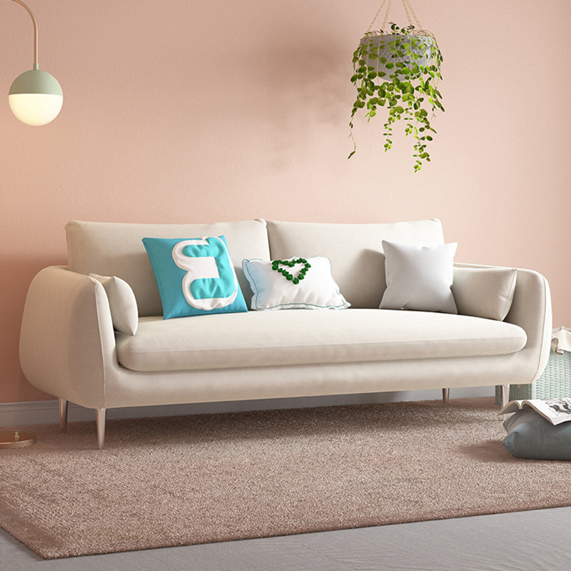 Modern Standard Cushions Sofa 25.5"W Square Arm Sofa with Bolster Pillows for Living Room 59.1"L x 35.4"W x 31.5"H Off-White Clearhalo 'furn' 'furn_sofas' 'Furniture' 'furniture_sofas' 'kitchen' 'kitchen_sofas' 'Living Room Furniture' 'Sofa' 'sofas' 4592340