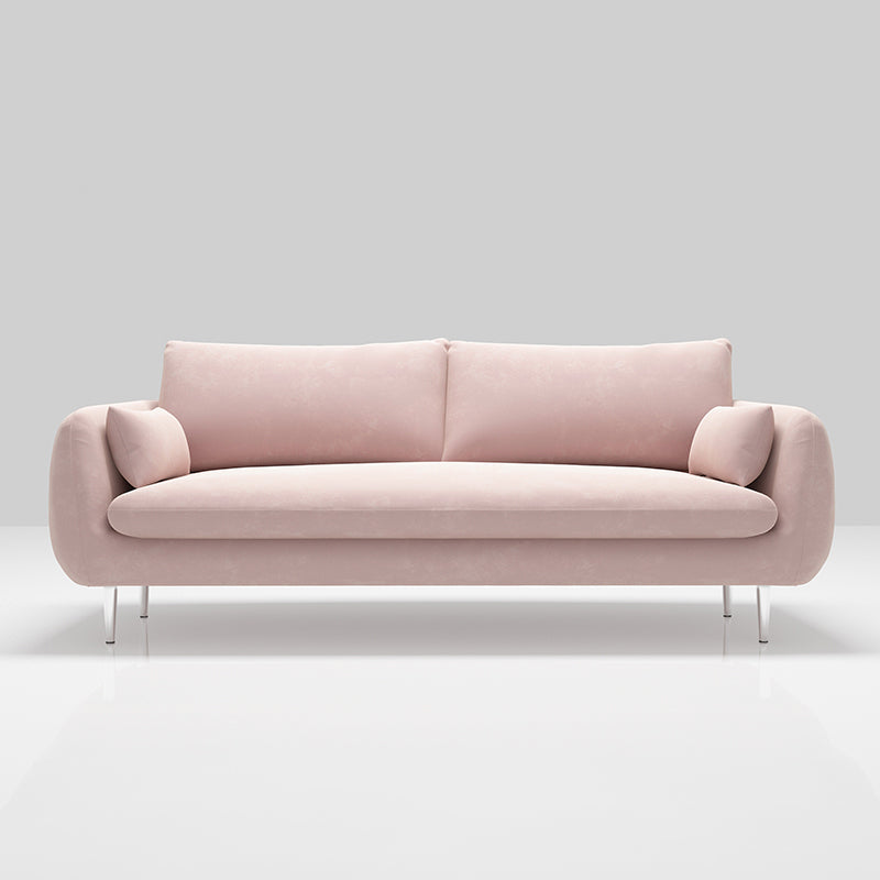 Modern Standard Cushions Sofa 25.5"W Square Arm Sofa with Bolster Pillows for Living Room 79"L x 35.5"W x 31.5"H Pink Clearhalo 'furn' 'furn_sofas' 'Furniture' 'furniture_sofas' 'kitchen' 'kitchen_sofas' 'Living Room Furniture' 'Sofa' 'sofas' 4592343