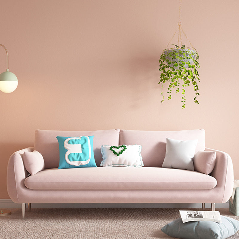 Modern Standard Cushions Sofa 25.5"W Square Arm Sofa with Bolster Pillows for Living Room Pink Clearhalo 'furn' 'furn_sofas' 'Furniture' 'furniture_sofas' 'kitchen' 'kitchen_sofas' 'Living Room Furniture' 'Sofa' 'sofas' 4592345