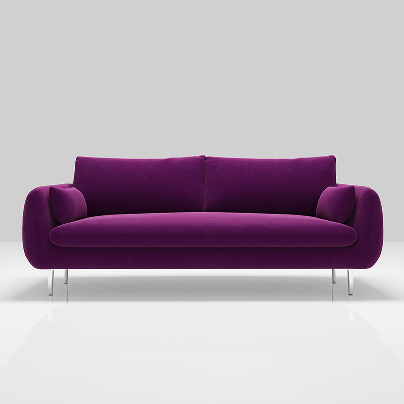 Modern Standard Cushions Sofa 25.5"W Square Arm Sofa with Bolster Pillows for Living Room Purple Clearhalo 'furn' 'furn_sofas' 'Furniture' 'furniture_sofas' 'kitchen' 'kitchen_sofas' 'Living Room Furniture' 'Sofa' 'sofas' 4592346
