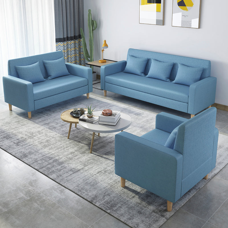 28.35" H Linen Square Arm Modern Sofa with Tight Back Slipcovered Sofa Clearhalo 'furn' 'furn_sofas' 'Furniture' 'furniture_sofas' 'kitchen' 'kitchen_sofas' 'Living Room Furniture' 'Sofa' 'sofas' 4592358