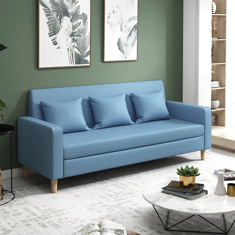 28.35" H Linen Square Arm Modern Sofa with Tight Back Slipcovered Sofa Blue Clearhalo 'furn' 'furn_sofas' 'Furniture' 'furniture_sofas' 'kitchen' 'kitchen_sofas' 'Living Room Furniture' 'Sofa' 'sofas' 4592360