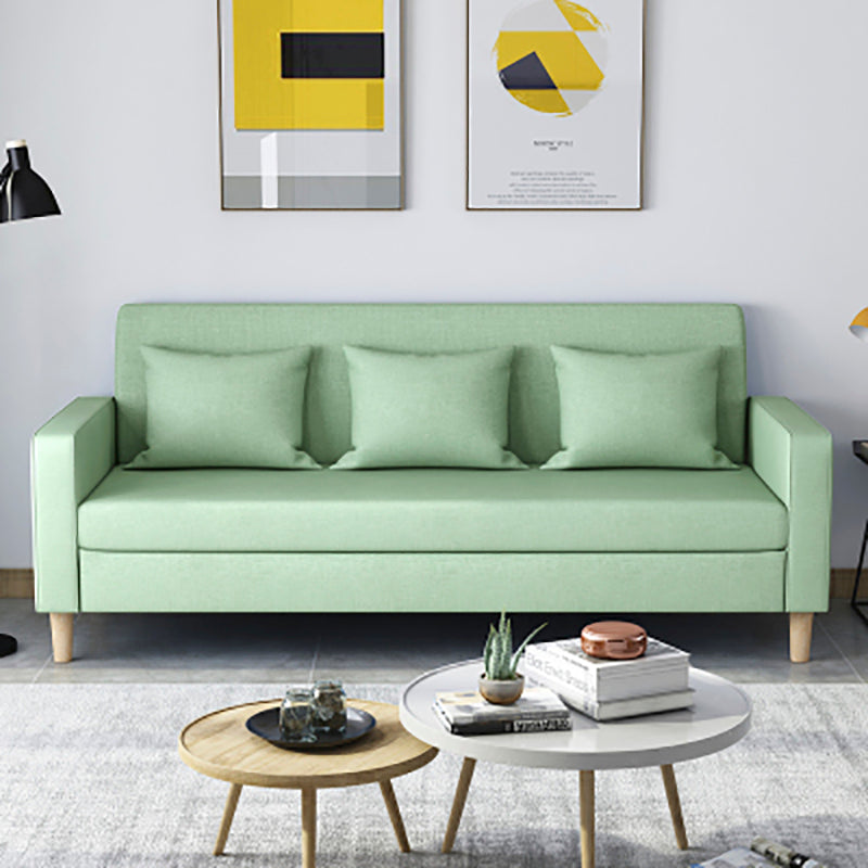 28.35" H Linen Square Arm Modern Sofa with Tight Back Slipcovered Sofa Mint Green Clearhalo 'furn' 'furn_sofas' 'Furniture' 'furniture_sofas' 'kitchen' 'kitchen_sofas' 'Living Room Furniture' 'Sofa' 'sofas' 4592361