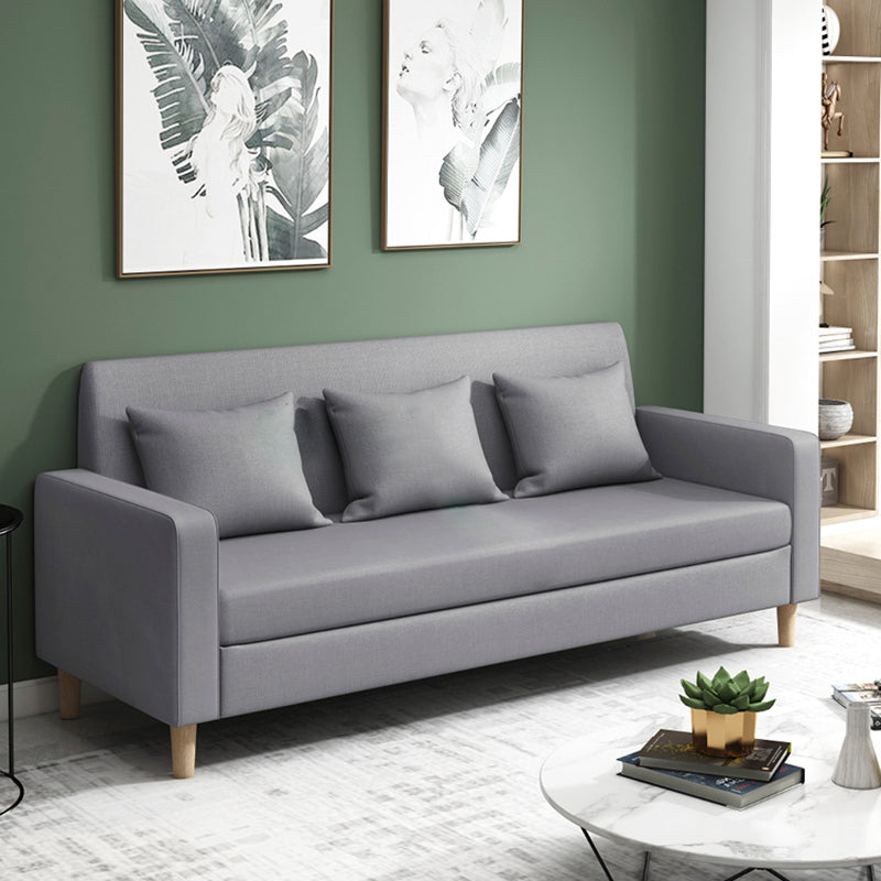 28.35" H Linen Square Arm Modern Sofa with Tight Back Slipcovered Sofa Light Gray Clearhalo 'furn' 'furn_sofas' 'Furniture' 'furniture_sofas' 'kitchen' 'kitchen_sofas' 'Living Room Furniture' 'Sofa' 'sofas' 4592362