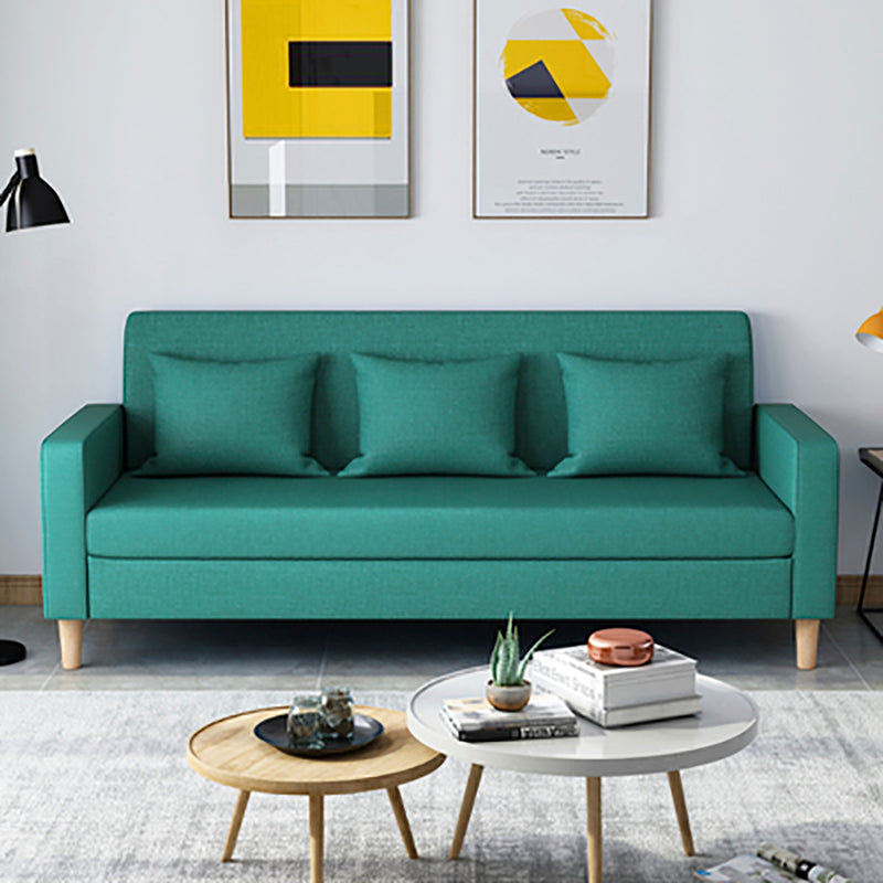 28.35" H Linen Square Arm Modern Sofa with Tight Back Slipcovered Sofa Blackish Green Clearhalo 'furn' 'furn_sofas' 'Furniture' 'furniture_sofas' 'kitchen' 'kitchen_sofas' 'Living Room Furniture' 'Sofa' 'sofas' 4592363