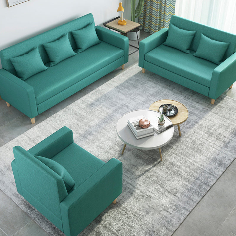 28.35" H Linen Square Arm Modern Sofa with Tight Back Slipcovered Sofa Clearhalo 'furn' 'furn_sofas' 'Furniture' 'furniture_sofas' 'kitchen' 'kitchen_sofas' 'Living Room Furniture' 'Sofa' 'sofas' 4592364