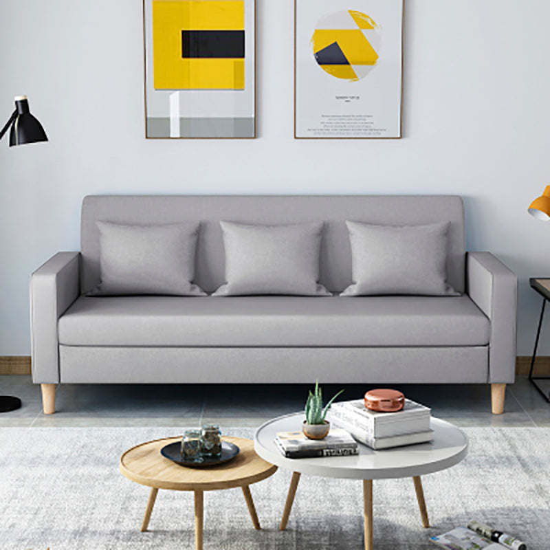 28.35" H Linen Square Arm Modern Sofa with Tight Back Slipcovered Sofa 51.2"L x 25.6"W x 29.5"H Light Gray Latex Clearhalo 'furn' 'furn_sofas' 'Furniture' 'furniture_sofas' 'kitchen' 'kitchen_sofas' 'Living Room Furniture' 'Sofa' 'sofas' 4592365