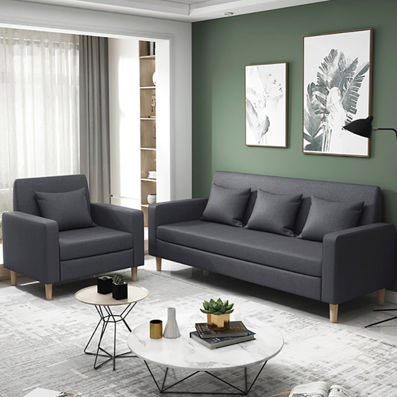 28.35" H Linen Square Arm Modern Sofa with Tight Back Slipcovered Sofa Clearhalo 'furn' 'furn_sofas' 'Furniture' 'furniture_sofas' 'kitchen' 'kitchen_sofas' 'Living Room Furniture' 'Sofa' 'sofas' 4592367