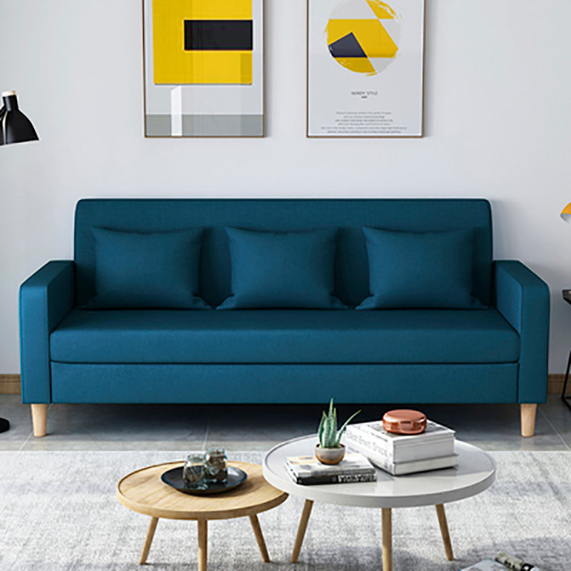 28.35" H Linen Square Arm Modern Sofa with Tight Back Slipcovered Sofa Navy Clearhalo 'furn' 'furn_sofas' 'Furniture' 'furniture_sofas' 'kitchen' 'kitchen_sofas' 'Living Room Furniture' 'Sofa' 'sofas' 4592368