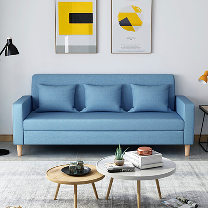 28.35" H Linen Square Arm Modern Sofa with Tight Back Slipcovered Sofa 51.2"L x 25.6"W x 29.5"H Blue Clearhalo 'furn' 'furn_sofas' 'Furniture' 'furniture_sofas' 'kitchen' 'kitchen_sofas' 'Living Room Furniture' 'Sofa' 'sofas' 4592370