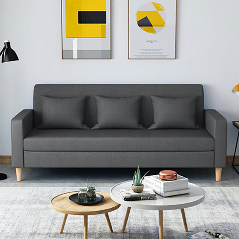 28.35" H Linen Square Arm Modern Sofa with Tight Back Slipcovered Sofa Dark Gray Clearhalo 'furn' 'furn_sofas' 'Furniture' 'furniture_sofas' 'kitchen' 'kitchen_sofas' 'Living Room Furniture' 'Sofa' 'sofas' 4592372