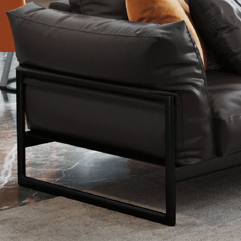 Genuine Leather Classic Industrial Sofa 33.46"High Square Arm Sofa & Bolster Pillows Clearhalo 'furn' 'furn_sofas' 'Furniture' 'furniture_sofas' 'kitchen' 'kitchen_sofas' 'Living Room Furniture' 'Sofa' 'sofas' 4592440