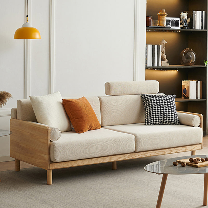 Ultra-Modern Linen Square Arm Sofa with Loose Back for Apartment and Living Room 51.2"L x 33.5"W x 29.5"H Off-White Clearhalo 'furn' 'furn_sofas' 'Furniture' 'furniture_sofas' 'kitchen' 'kitchen_sofas' 'Living Room Furniture' 'Sofa' 'sofas' 4592447