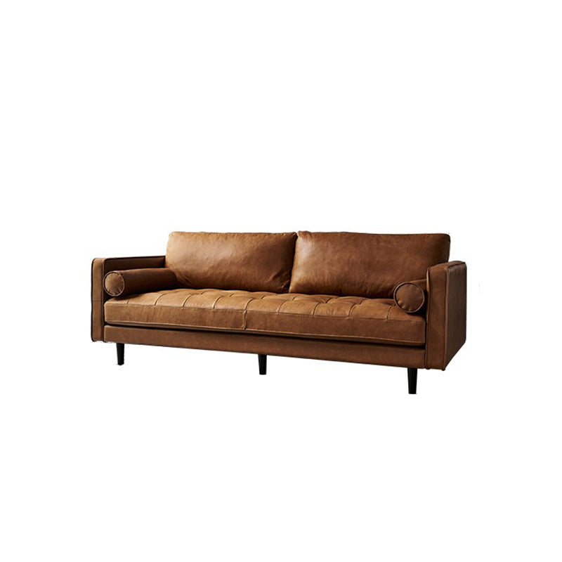 American Traditional Genuine Leather Cushions Sofa 33.46"High Square Arm Sofa,Dark Brown Clearhalo 'furn' 'furn_sofas' 'Furniture' 'furniture_sofas' 'kitchen' 'kitchen_sofas' 'Living Room Furniture' 'Sofa' 'sofas' 4592470
