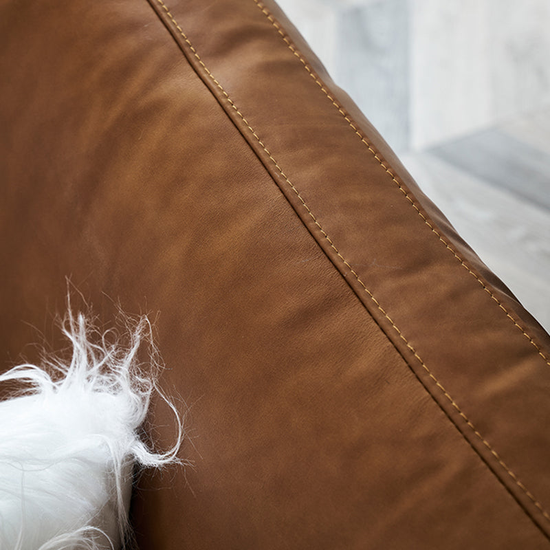 American Traditional Genuine Leather Cushions Sofa 33.46"High Square Arm Sofa,Dark Brown Clearhalo 'furn' 'furn_sofas' 'Furniture' 'furniture_sofas' 'kitchen' 'kitchen_sofas' 'Living Room Furniture' 'Sofa' 'sofas' 4592473