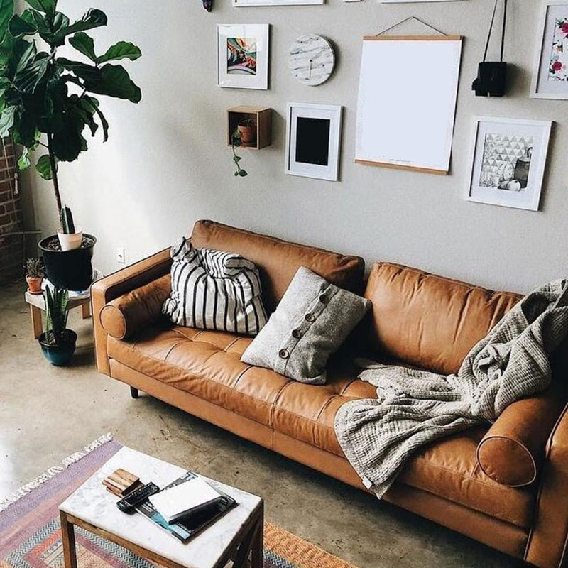 American Traditional Genuine Leather Cushions Sofa 33.46"High Square Arm Sofa,Dark Brown Clearhalo 'furn' 'furn_sofas' 'Furniture' 'furniture_sofas' 'kitchen' 'kitchen_sofas' 'Living Room Furniture' 'Sofa' 'sofas' 4592475