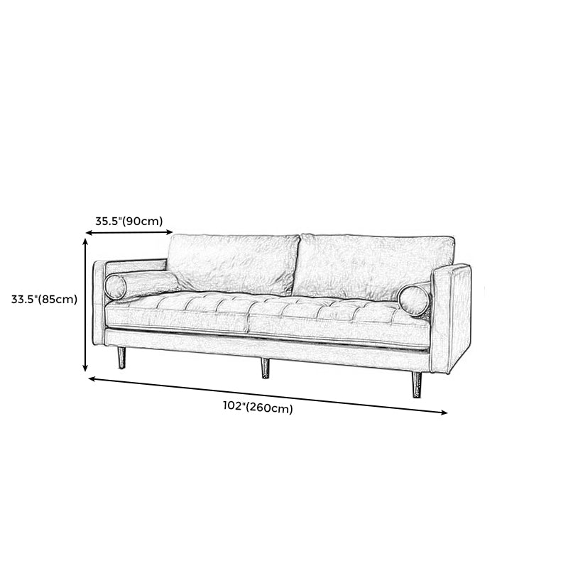 American Traditional Genuine Leather Cushions Sofa 33.46"High Square Arm Sofa,Dark Brown Clearhalo 'furn' 'furn_sofas' 'Furniture' 'furniture_sofas' 'kitchen' 'kitchen_sofas' 'Living Room Furniture' 'Sofa' 'sofas' 4592480