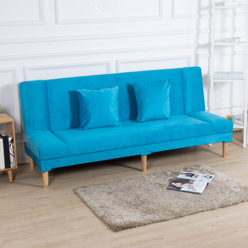 29.53" H Armless Sofa Bed with Tight Back Sofa for Living Room, Apartment Blue Suede Clearhalo 'furn' 'furn_sofas' 'Furniture' 'furniture_sofas' 'kitchen' 'kitchen_sofas' 'Living Room Furniture' 'Sofa' 'sofas' 4592500