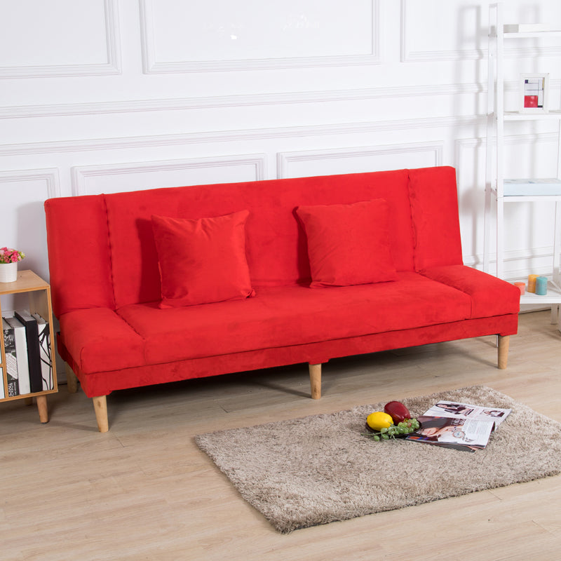 29.53" H Armless Sofa Bed with Tight Back Sofa for Living Room, Apartment Red Suede Clearhalo 'furn' 'furn_sofas' 'Furniture' 'furniture_sofas' 'kitchen' 'kitchen_sofas' 'Living Room Furniture' 'Sofa' 'sofas' 4592501