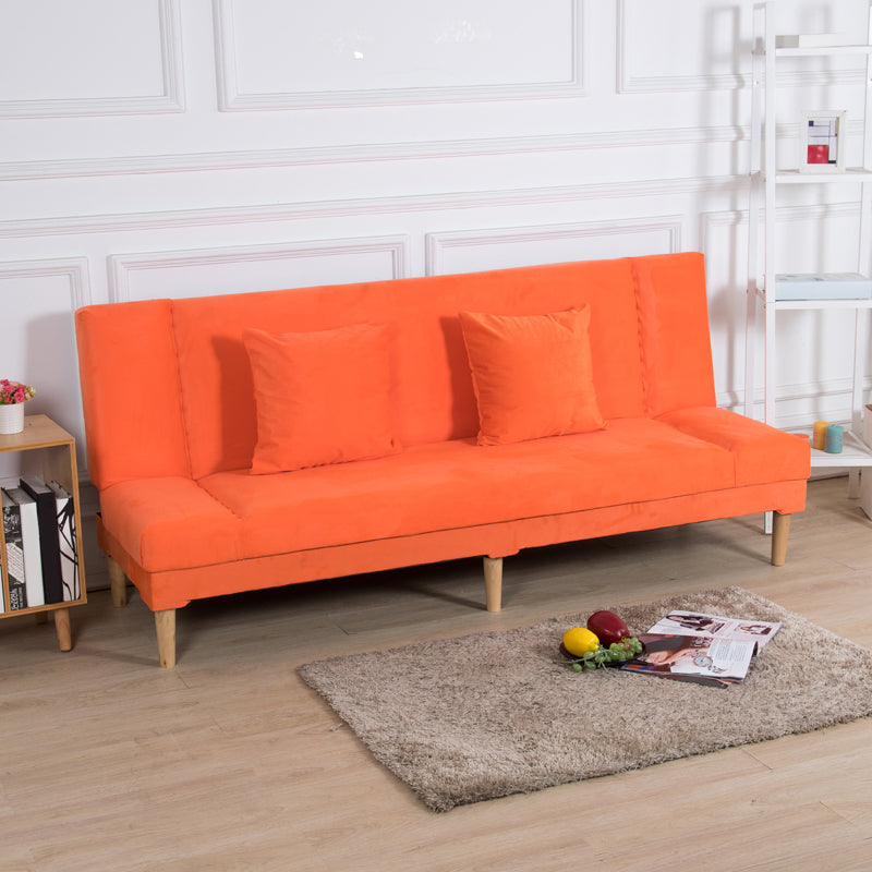 29.53" H Armless Sofa Bed with Tight Back Sofa for Living Room, Apartment Orange Suede Clearhalo 'furn' 'furn_sofas' 'Furniture' 'furniture_sofas' 'kitchen' 'kitchen_sofas' 'Living Room Furniture' 'Sofa' 'sofas' 4592510