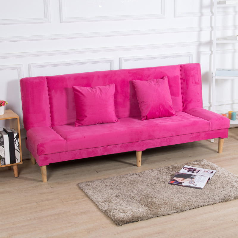 29.53" H Armless Sofa Bed with Tight Back Sofa for Living Room, Apartment Pink Suede Clearhalo 'furn' 'furn_sofas' 'Furniture' 'furniture_sofas' 'kitchen' 'kitchen_sofas' 'Living Room Furniture' 'Sofa' 'sofas' 4592511